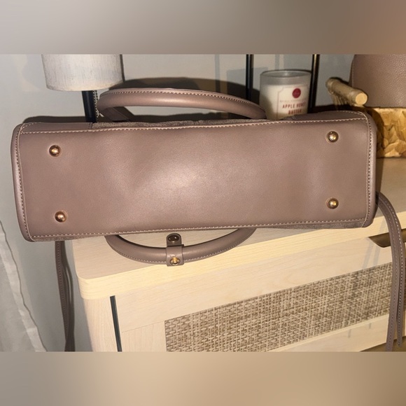 Elegant stone color Suede & Vegan Leather Handbag - Picture 8 of 11
